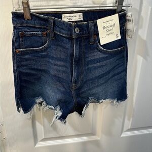 Women's Abercrombie & Fitch The Cutoff Short High Rise Dark Blue- New